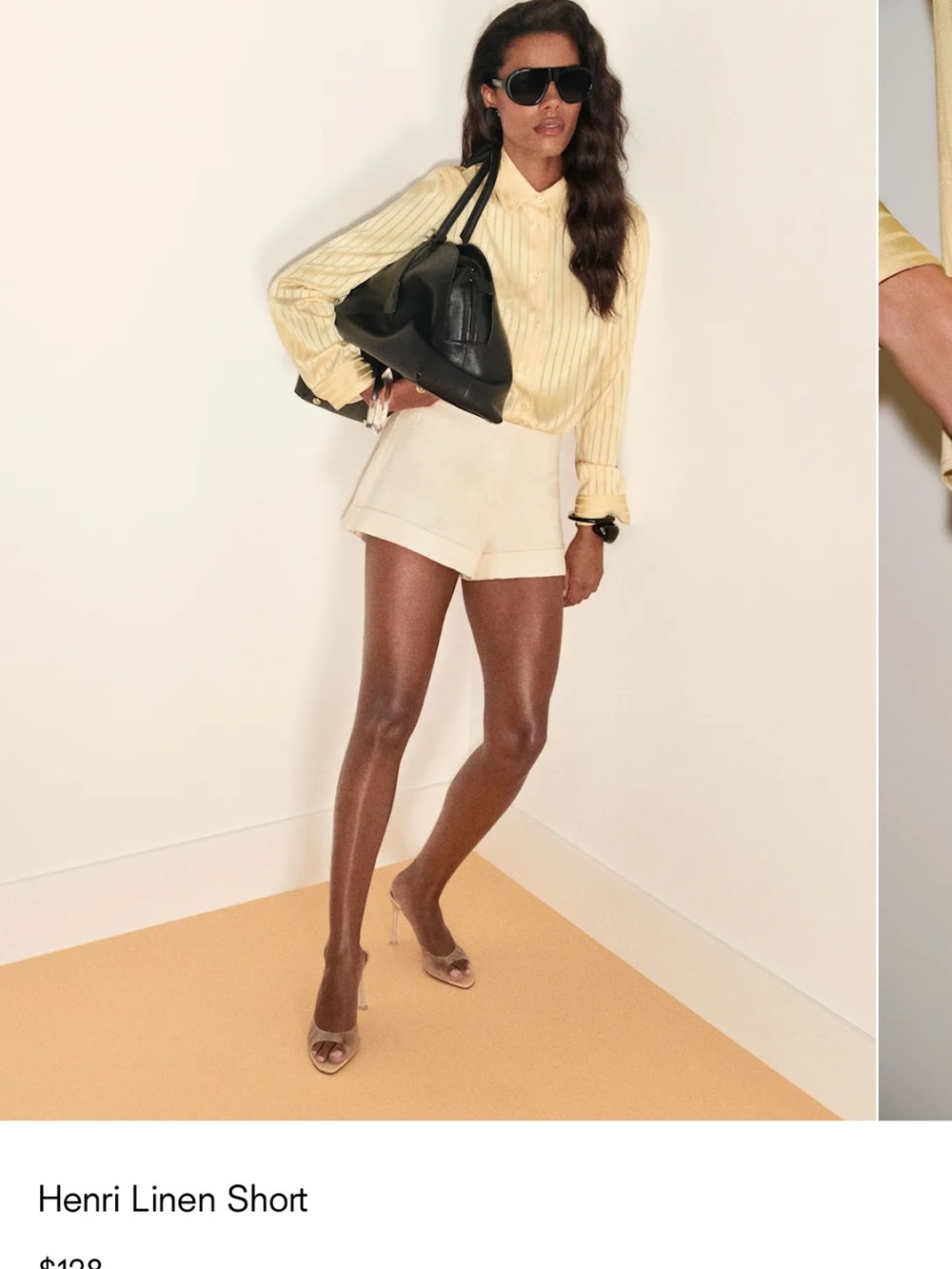 Reformation Henri Linen Shorts in Cream